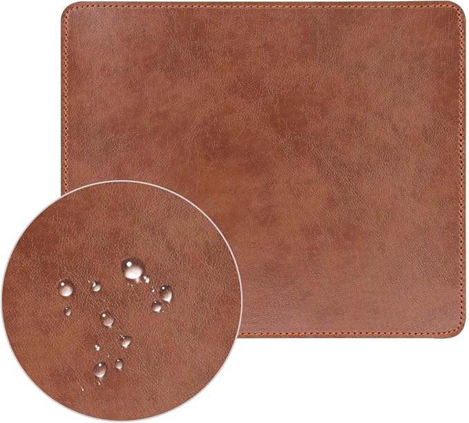 Non-Slip Rubber Base Leather Mousepad for Laptop Computer PC Personality Desings Gaming Mouse Pad Mat 9.45 X 7.87 inch (Leahter Mouse Pad-Coffee, 9.45 X 7.87 inch)