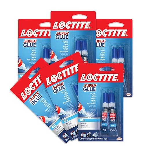 Loctite Super Glue Gel, Clear, 0.14 fl oz Tube, 6 Pack - Superglue for Plastic, Wood, Metal, Crafts & Repair, Cyanoacrylate Adhesive Instant Glue, Quick Dry