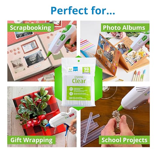 AdTech Hot Glue Sticks 4" Mini Size, Clear, 30 Sticks
