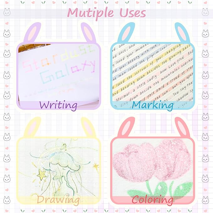 Rabbit Pastel Highlighters, 12 Soft Colors, Chisel Tip Markers | Cute No Bleed & Quick Dry Highlighters for School, Journals & Notes