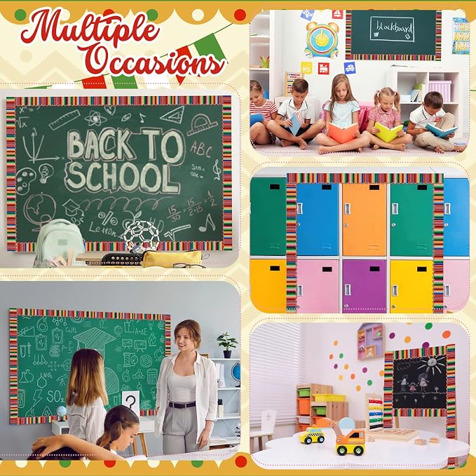 32.8 Ft Mexican Bulletin Board Borders Spanish Striped Scalloped | Serape Rainbow Striped Borders for Classroom, Hispanic Heritage Month Fiesta Displays, School Office Party Decoration