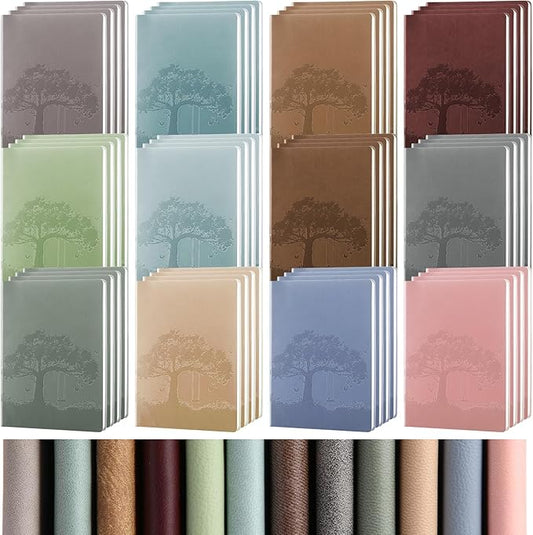 TaoBary 48 Pcs Employee Appreciation Gift A5 PU Leather Journals Bulk Colorful Tree Lined Journal Notebook Soft PU Leather Cover Ruled Writing Notebook for Office School Teacher Nurse (Assorted Colors)