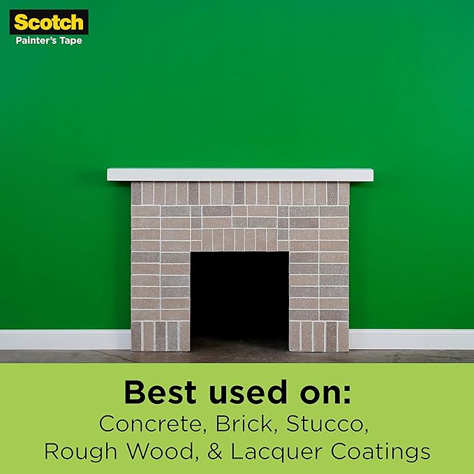 Scotch Rough Surface Extra Strength Painters Tape, 1.5 Inch Wide (1.41 in. X 60 Yds) 1 Roll, Green Tape Protects Surfaces and Removes Easily, Painting Tapes for Indoor and Outdoor Use (2060-36AP)