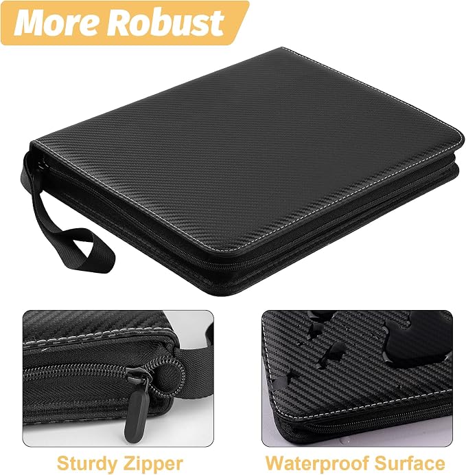 GERMUN 9 Pocket Trading Card Binder,720 Cards,40 Top-Loading Pages, Double Sided Pockets PU Cover Zipper Collection Album Folder for Standard MTG, TCG, Sports Cards(Black)