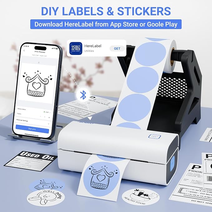 4x6 Shipping Label Printer - Desktop Thermal Barcode Printer | WINDOWS & MacOS Compatible, Label Printer for Small Business