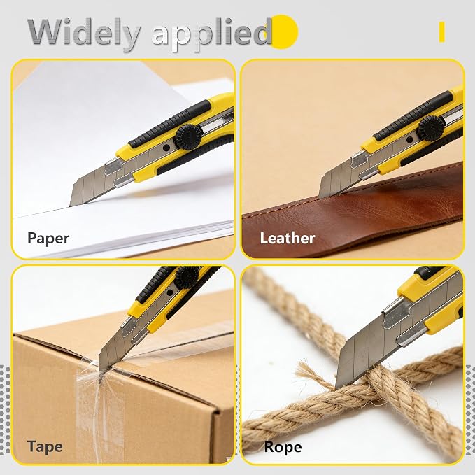 25mm Heavy Duty Utility Knife,10pcs SK5 Snap-Off Blades,Retractable Lock Box Cutter with Anti-Slip Rubber Grip for Office DIY