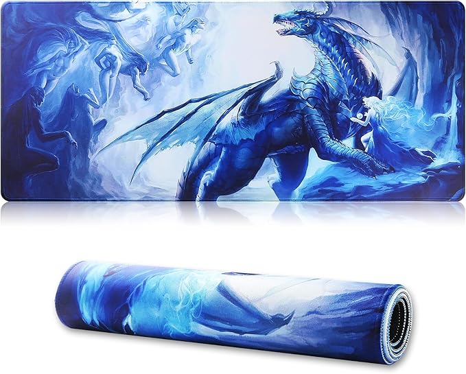 Gaming Mouse Pad,Large Mouse Pad Size 31.5x11.8Thickness 0.12inches,Premium-Textured Non-Slip & Waterproof Computer Mousepad with Stitched Edges for Gaming,Office & Home80x30Girldragon006