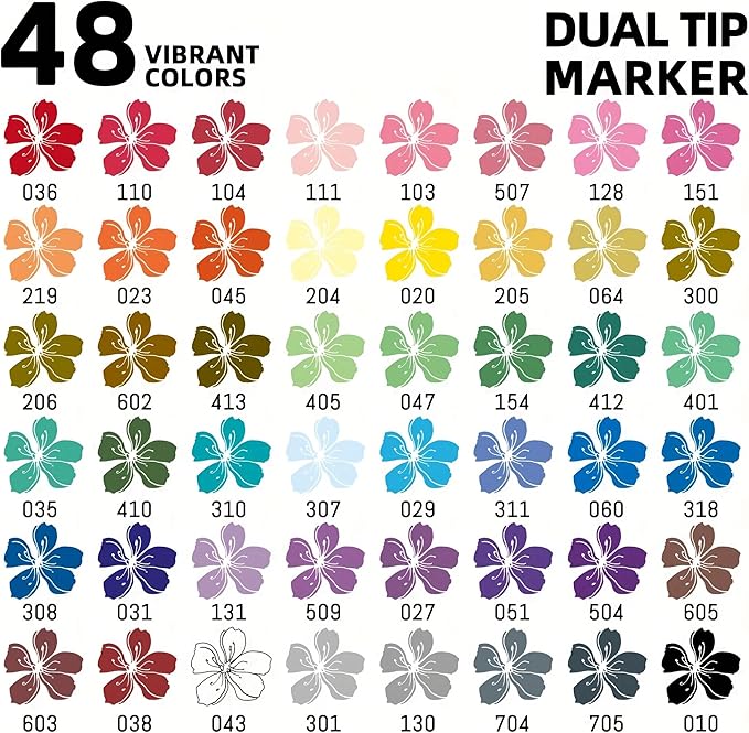 TBC The Best Crafts 48 Colors Dual Tip Acrylic Paint Markers,Waterproof, Non-Toxic, odorless, Suitable for Paper, Pottery, Stones, Backpacks, Glass