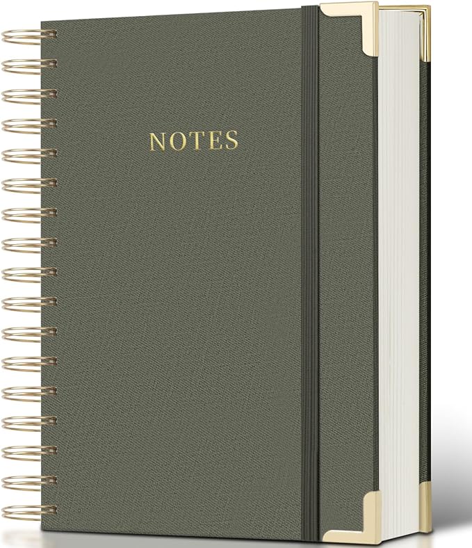 Spiral Notebook Journal, 328 Pages Linen Hardcover College Ruled Notebook, Lined Thick Journals for Women Men, A5 Thick Spiral Journal for Writing, 100GSM Paper, Cute Notebooks for Work School