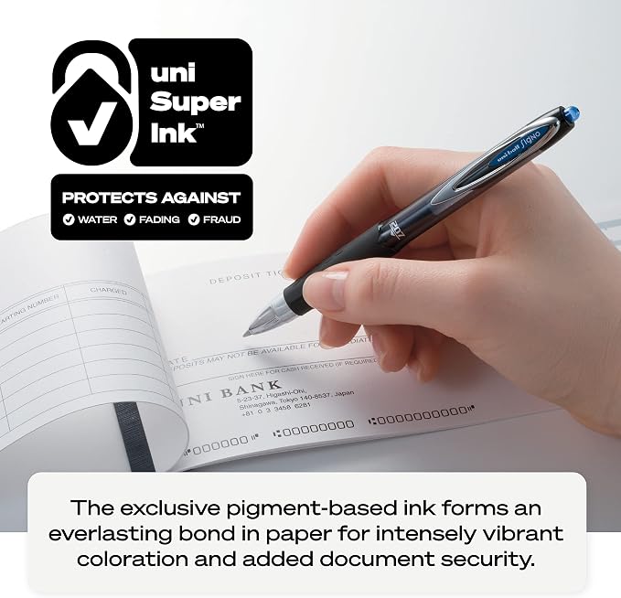 uni-ball Signo 207 Gel Pen, 0.7mm Medium Black, Smooth Writing (Pack of 12, 144 Count Total)