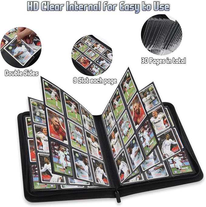 Trading Card Binder, Premium 9 Pocket Double Sided 540 Pocket PU Card Collection Binder, Collectible Trading Card Albums for MTG, TCG, Sport Card, Game Cards (Yellow)