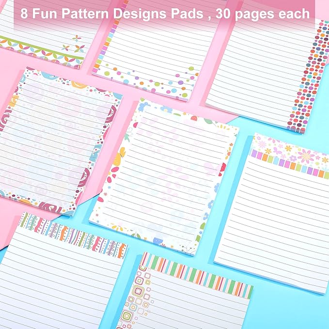 8 Pcs Cute Note Pads Fun Pattern Notepads for Women Colorful Scratch Memo Gift for Refrigerator Office Home to Do List Supplies,30 Sheets Per,4 x 5.6''