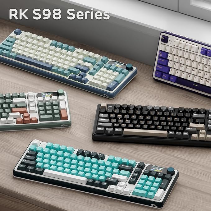 RK ROYAL KLUDGE S98 Wireless Mechanical Keyboard w/Smart Display & Knob | 96% RGB Wireless Gaming Keyboard BT/2.4G/USB-C, Hot Swappable Custom Keyboards, Creamy Sound Silent Computer Keyboard