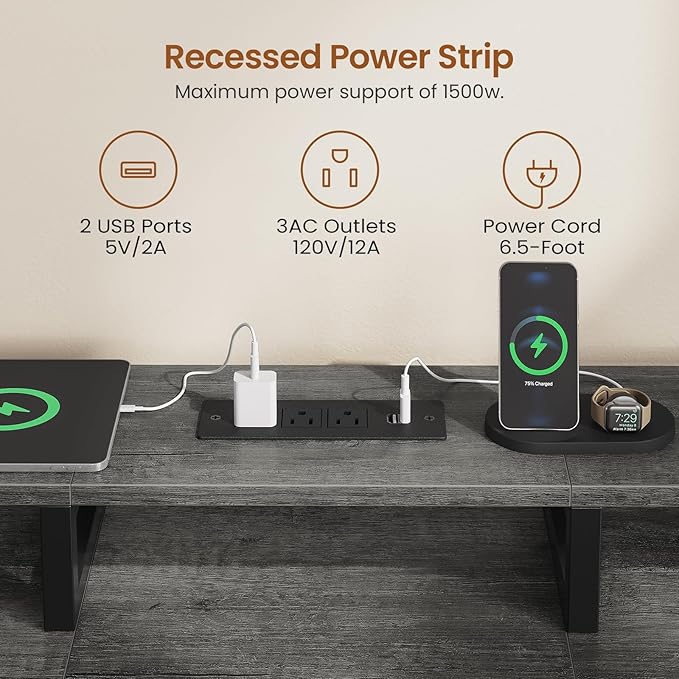 SEDETA 94.5" 2 Person Gaming Desk, Long Office Computer Desk with 8 Drawers & LED Lights, Two Person Desk with Storage, Power Strip & Monitor Stand for Home Office, Grey