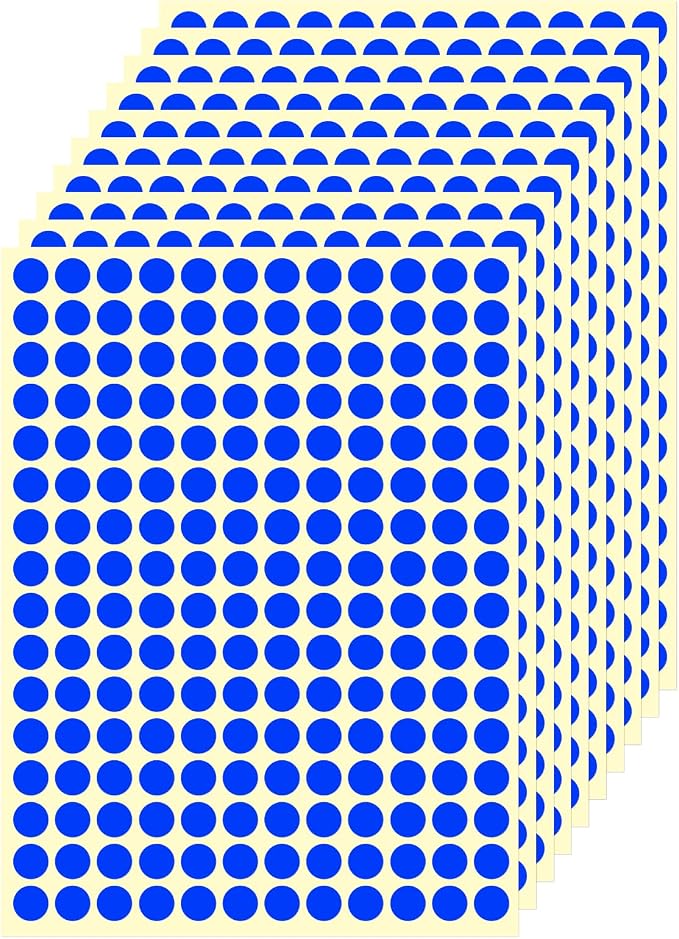3/8" Small Colored Dot Stickers 2880 PCS Round Circle Stickers Tiny Blue Coding Labels Mini Sticker for Office,Classroom (Blue, 3/8" (10 mm))