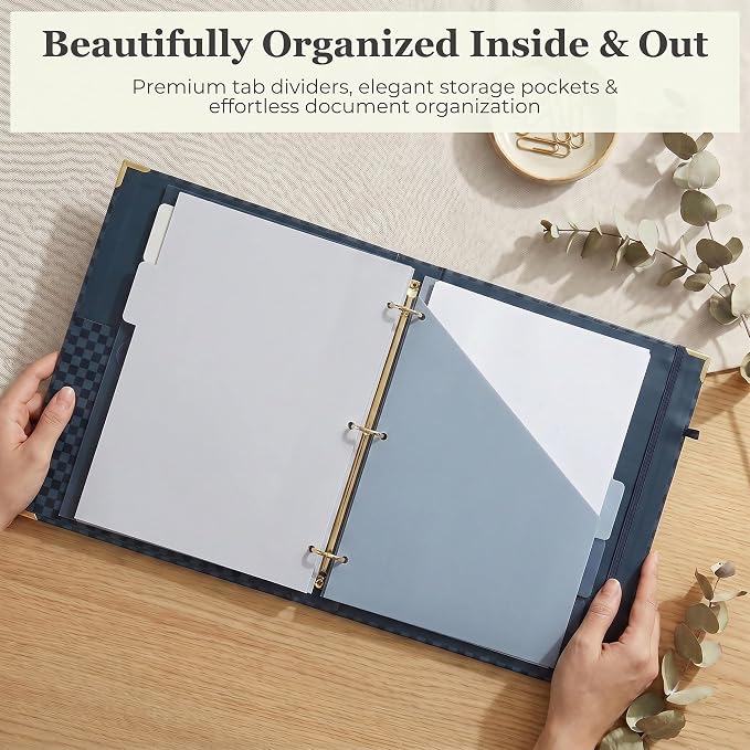 Aesthetic Clipboard Binder with Dividers - 3 Ring Organizer for Work | Sturdy Document Organizer, Clipboard Folder and Planner Folio for Streamlined School Projects, Notes and Office Productivity