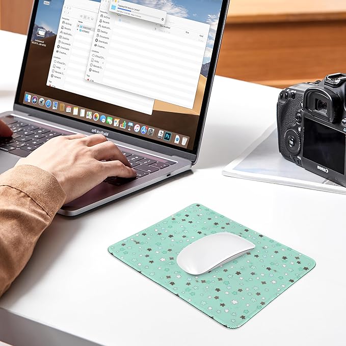 Premium Stitched Mouse Pad 10.2 x 8.3 in | Smooth, Washable Desk Mat with Non-Slip Base | Personalized Cute MousePads for Gaming,Work,Laptop, Computer, Office, Home (Mint Chocolate Star)