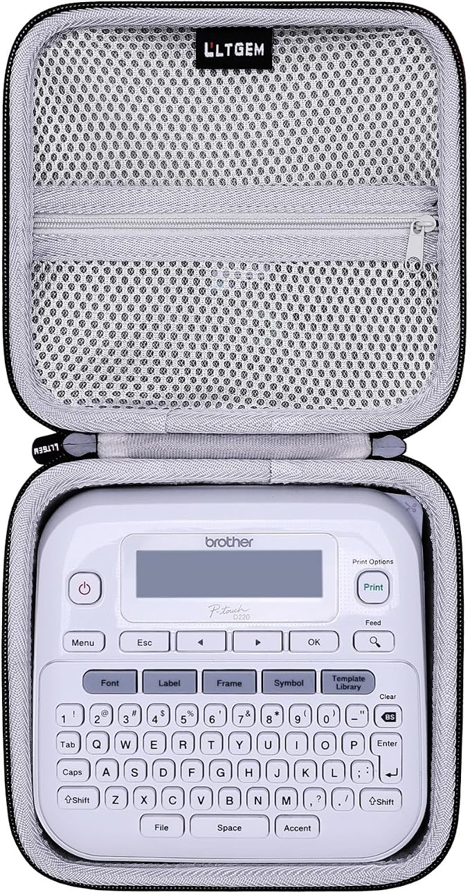 LTGEM Label Maker Case for Brother P-Touch PTD220/PTD210 | Hard EVA Shell, Water-Resistant, Shock Protection, Scratch-Resistant Interior, Portable Travel Storage Case Only