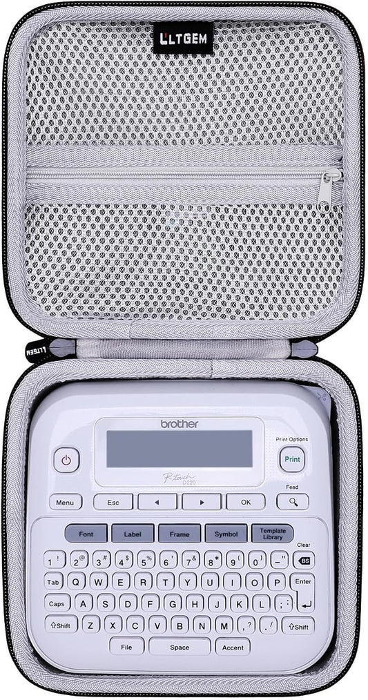 LTGEM Label Maker Case for Brother P-Touch PTD220/PTD210 | Hard EVA Shell, Water-Resistant, Shock Protection, Scratch-Resistant Interior, Portable Travel Storage Case Only