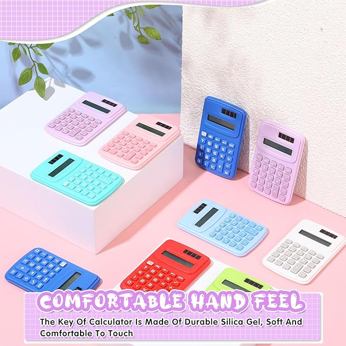 LEIFIDE 24 Pack Pocket Calculator Small Bulk Basic 4 Function Calculator 8 Digit Display Battery Powered for Desktop Home Office School Student Kids (Multicolor)