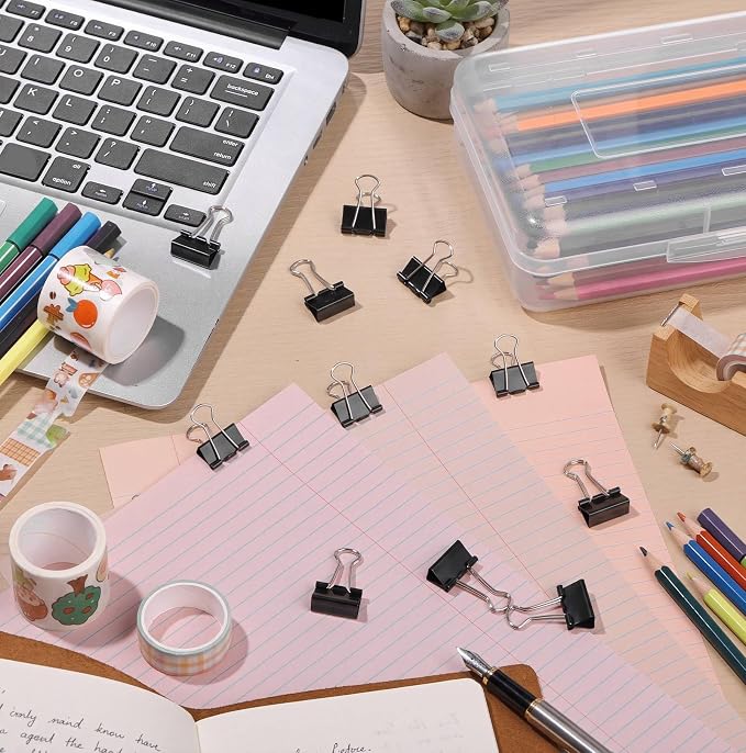 Jetec 100 Pcs Black 0.75 Inch Binder Clip Paper Clamp Metal Paper Clip | for Teachers Students Classroom Business Office and School Office Supplies