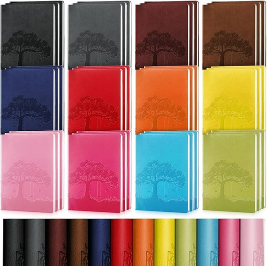 TaoBary 36 Pcs Employee Appreciation Gift A5 PU Leather Journals Bulk Colorful Tree Lined Journal Notebook Soft PU Leather Cover Ruled Writing Notebook for Office School Teacher Nurse (Bright Colors)
