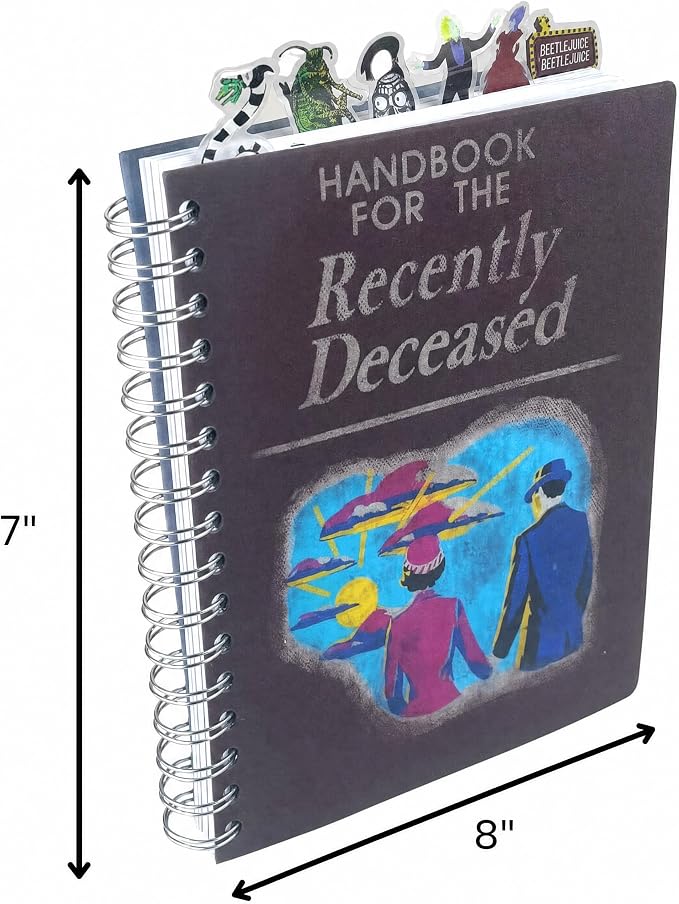Beetlejuice Tab Journal Notebook, Spiral Bound, 144 Lined Pages, 8 x 7 inche | Spiral Notebook with 6 Tab Dividers, Vinyl Cover & Beetlejuice Artwork for Writing, Office School Supplies, Beetlejuice Merch