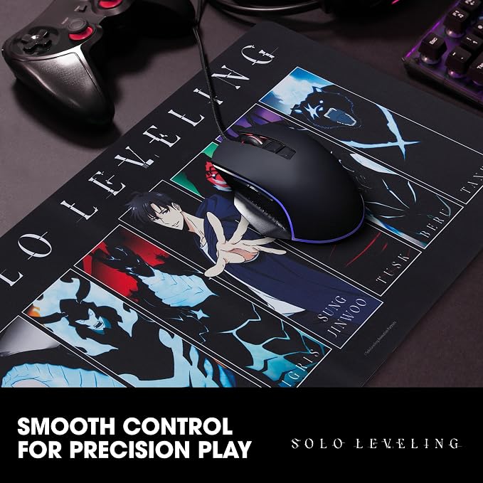 Solo Leveling Large Gaming Mouse Pad 31"x15" XL Computer Desk Mat, Anime | Solo Leveling anime gaming mouse pad, Oversized 31x15in smooth fabric top, stitched edges, non-slip rubber base.
