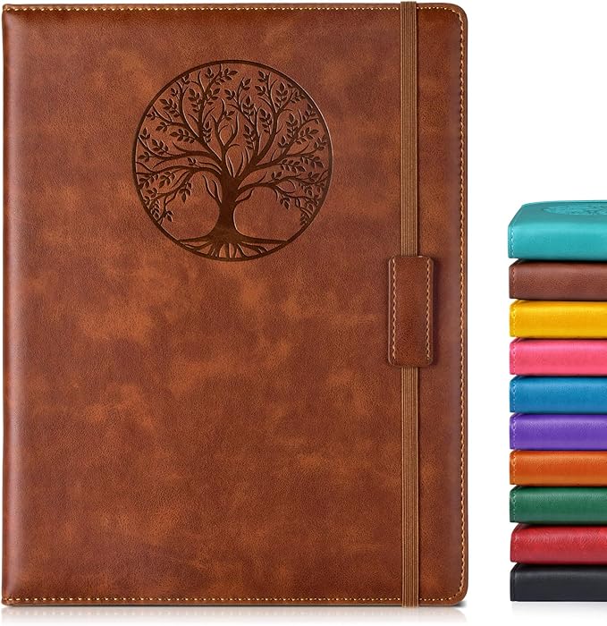 Lined Journal Notebook for Women Men,256 Pages A4 Large Hardcover Leather Journals for Writing,Travel,Business,Work,School,College Ruled Notebooks for Note Taking, Diary Notepad 8.6"×11"