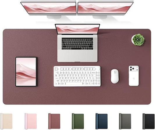 YSAGi 47.2" x 24" Large PU Leather Desk Mat for Keyboard and Mouse - Waterproof Non-Slip Desk Pad Protector for Office, Home, Writing Desk, Dark Pink