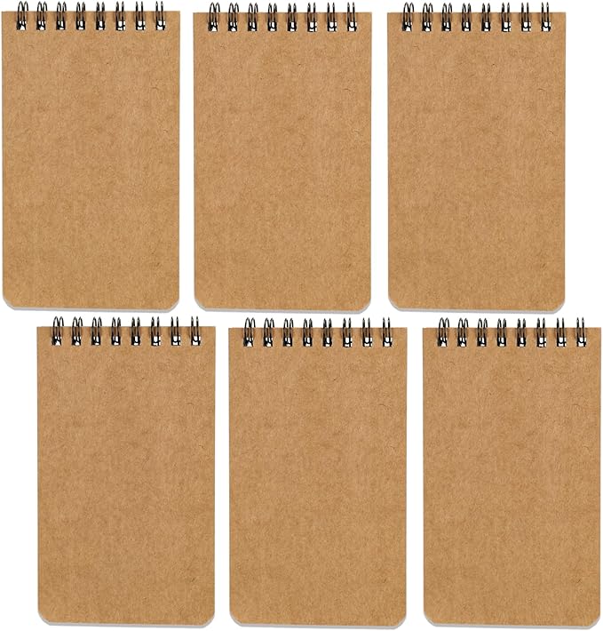 QiCheng Pocket Notebook Small Notepad Pocket Notepad Small Spiral Notebooks 3X5Inches (6-brown)