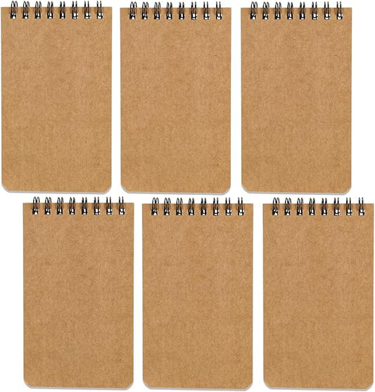 QiCheng Pocket Notebook Small Notepad Pocket Notepad Small Spiral Notebooks 3X5Inches (6-brown)