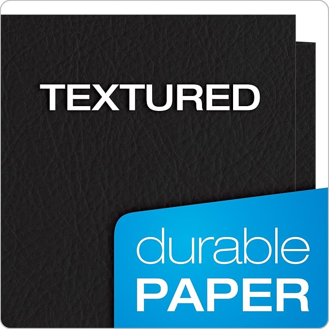 Oxford Twin-Pocket Folders,Textured Paper,Letter Size,Black,Holds 100 Sheets,Box of 25 (57506EE),8-1/2 x 11,(Pack of 5)