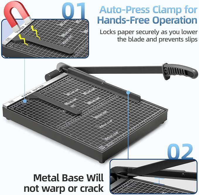 15 inch Guillotine Paper Cutter, LOTHANEK Heavy Duty Metal Base Cutting Machine B4 A4 Paper Trimmer with Guide Ruler, Cutting 15 Sheets for Commercial Home Office (Black)