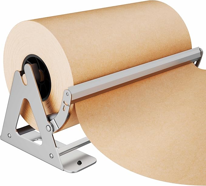 DIY Crew 18 Inch Paper Roll Dispenser and Cutter - Heavy-Duty Wall Mountable, Non Slip Tabletop - Kraft, Freezer, Butcher Paper - Up to 1000ft Rolls