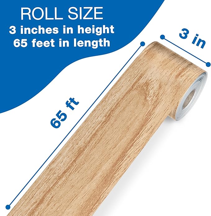 Carson Dellosa Grow Together 65Ft of Light Wood Grain Bulletin Board Borders, 1 Roll of Natural Trim for Rolling Whiteboard, Cork and Posterboard, Party, Classroom Decorations, and Farmhouse Decor