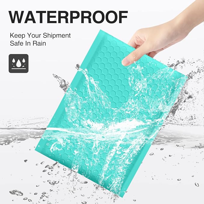 UCGOU Bubble Mailers 9.5x14.5" 40 Pack Usable Size 9.5x13.5" Teal Padded | Waterproof Self Seal Adhesive Large Padded Envelopes for Small Business Bubble Packaging Envelopes for Mailing Jewelry Makeup