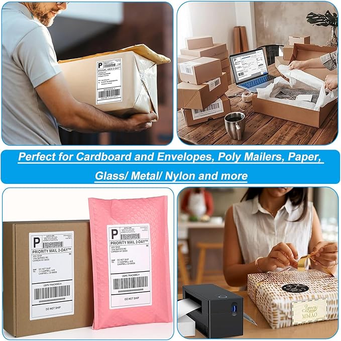 8.5 x 5.5 Inch Half Sheet Shipping Labels for Laser and Inkjet Printers, 600 Labels/300 Page (2 Labels/Page), Permanent Self Adhesive Mailing Labels for Printer