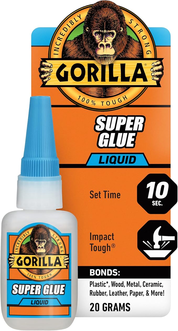 Gorilla Super Glue, Clear Glue, 20 Gram (Pack of 1) - All Purpose and Fast Setting for Projects and Repairs