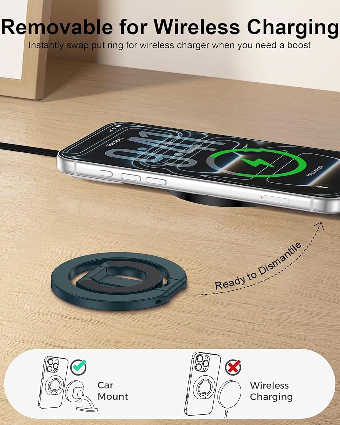 Mag Safe Phone Grip for iPhone 17 Pro Max Apple MagSafe Foldable Kickstand | Magnetic Finger Ring Holder, Magnetic Grip Metal Loop Stand MagSafe Car Mount,iPhone 17e/Air/17Pro/16e/16 Pro Max/15/14/13/12