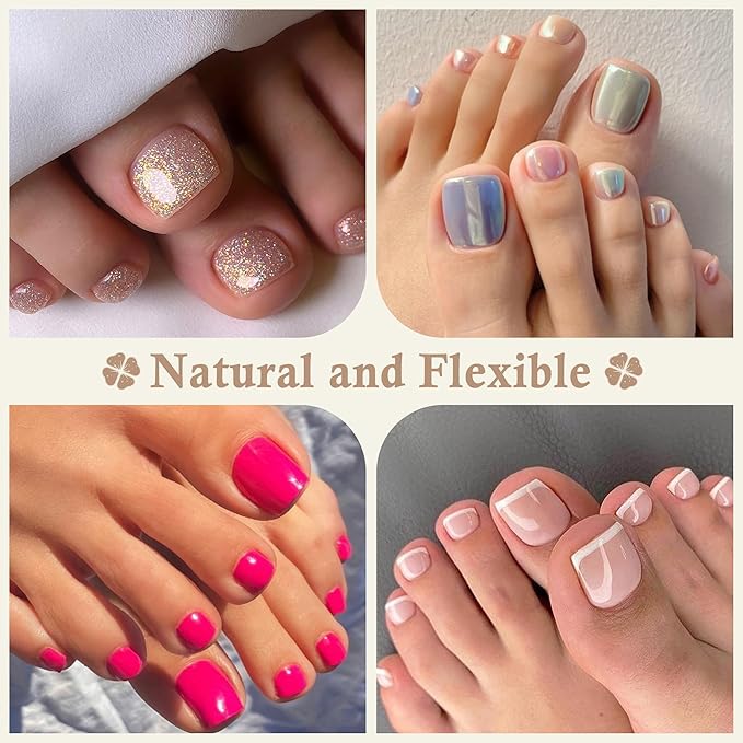 Short Toe Nail Tips Square Toe Nail Press Ons Full Matte 504pcs Full Cover Toenail Press On Nails Smoothly Curved for Any Toenail Shapes Easily DIY Salon, 12 Sizes Toe Acrylic Nails, Luckyfairy