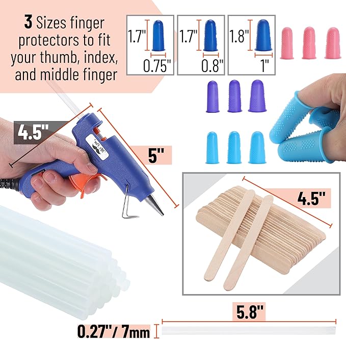Mr. Pen- Mini Hot Glue Gun Kit with 20 Glue Sticks and 20 Popsicle Sticks & 8 Finger Protector - Fast Preheating Hot Melt Gun, High Temp for School Crafts DIY Arts and Quick Home Repairs