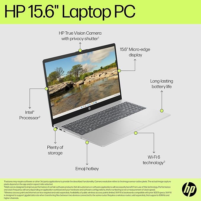HP 15.6" FHD Laptop 2026 Notebook for Students & Remote Work, Intel N100, 16GB RAM, 1TB SSD, Lightweight, Long Battery Life, Wi-Fi 6, Office 365, Win 11 Home, Moonlight Silver, Type-C RJ45