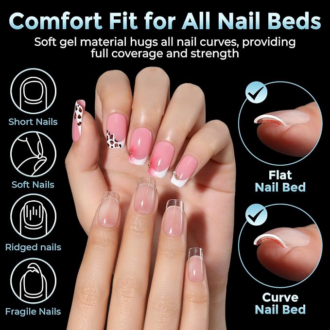 Short Square Nail Tips Gel: 360Pcs Full Cover Short Square Press On Nails Pre-buff Fake Acrylic Nails Half Matte Clear Nail Tips for Nail Extension DIY 12 Sizes