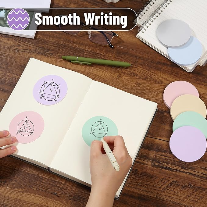 Mr. Pen- Round Sticky Notes, 12 Pads, 720 Sheets, Morandi Color, 2.8" x 2.8" Colorful Sticky Notes Bulk, Stocky Notes for Bible Journaling