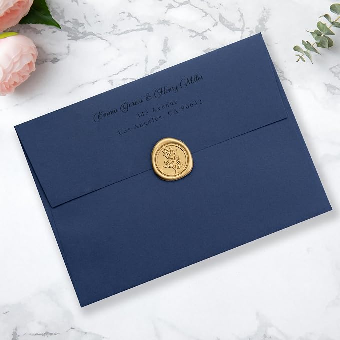 PONATIA 50 Pieces Navy Blue A7 Envelopes Self Seals, 5x7 Envelopes for Weddings, Invitation Cards, Photos, Postcards, Greeting Cards Mailing, Baby Shower, Graduation, Christmas Gift Cards