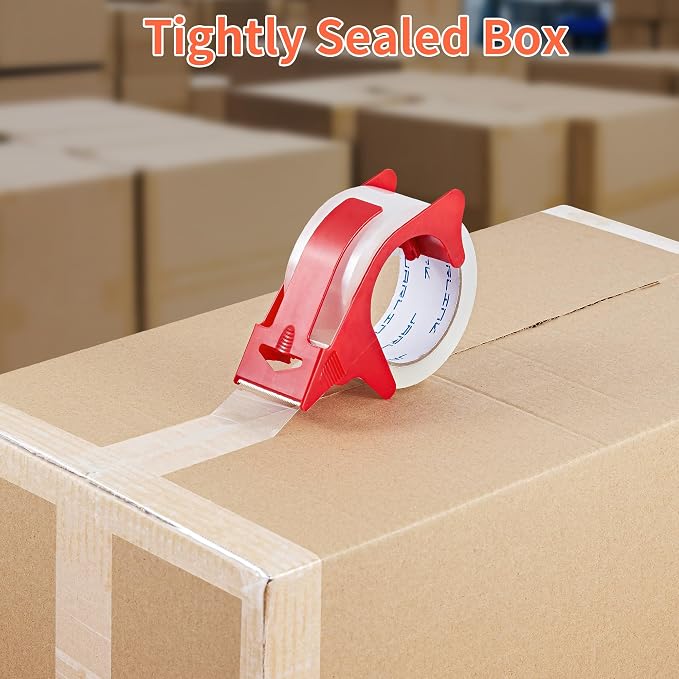 JARLINK 12 Rolls Clear Packing Tape with 2 Dispensers for Shipping | 2.7mil Thick, 1.88 Inches Wide, 55 Yards per Roll, Total 660 Yards, Comes with 2 Tape Dispensers