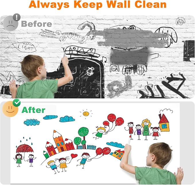Nortix White Board Wallpaper, Modern Style Whiteboard Contact Paper, Super Sticky Whiteboard Sticker Wall Decal on Wall, Table, Doors, No Ghosting, 1 Piece (3 x 4 ft)