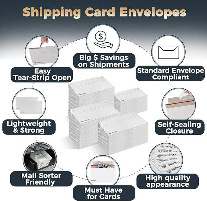 510-Pack Card Shipping Envelopes - 7 x 4.35 Inches Trading Cards Self-Adhesive Mailers, Perfect Fit for Semi-Rigid Sleeves, Toploaders & Ding Defend Protectors - Hobby Mailing Supplies