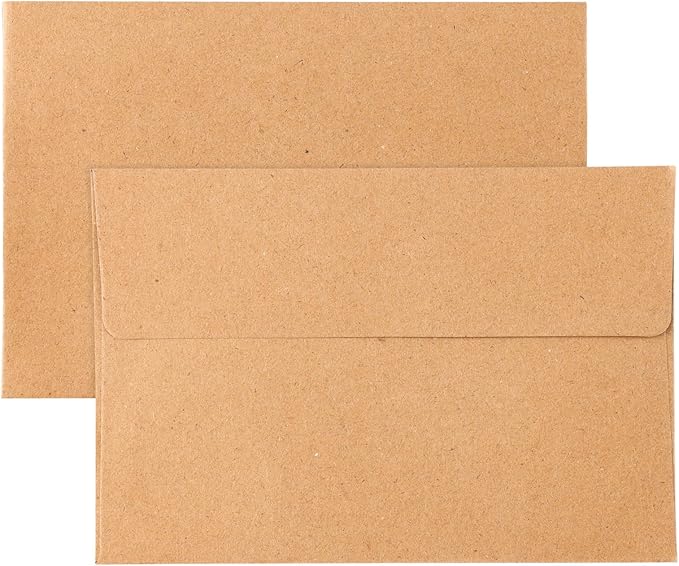 Granhoolm 50 Pack Envelopes - 5x7 for Invitations & Greeting Cards - Peel & Press, Ideal for Weddings (Kraft)